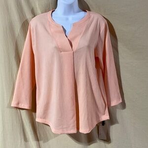 Emaline Size S Peach Split-Neck Blouse